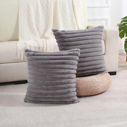 Coussin à fausses rayures de couleurs unies