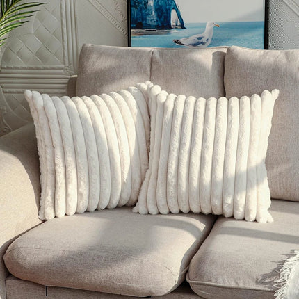 Coussin à fausses rayures de couleurs unies