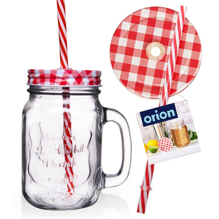 Glazen Drinkpot met Deksel & Rietje