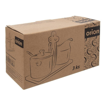 Suikerpot en Melkkan Porselein Wit met Houten Houder