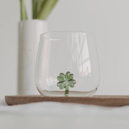 Design Drinkglas met 3D klavertje
