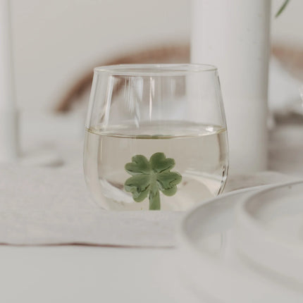 Design Drinkglas met 3D klavertje